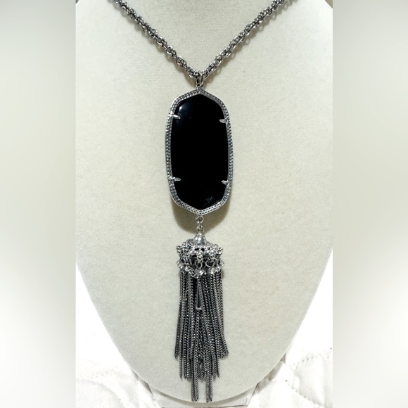 Kendra Scott Black Silver Tone Rayne Necklace - Picture 3 of 7
